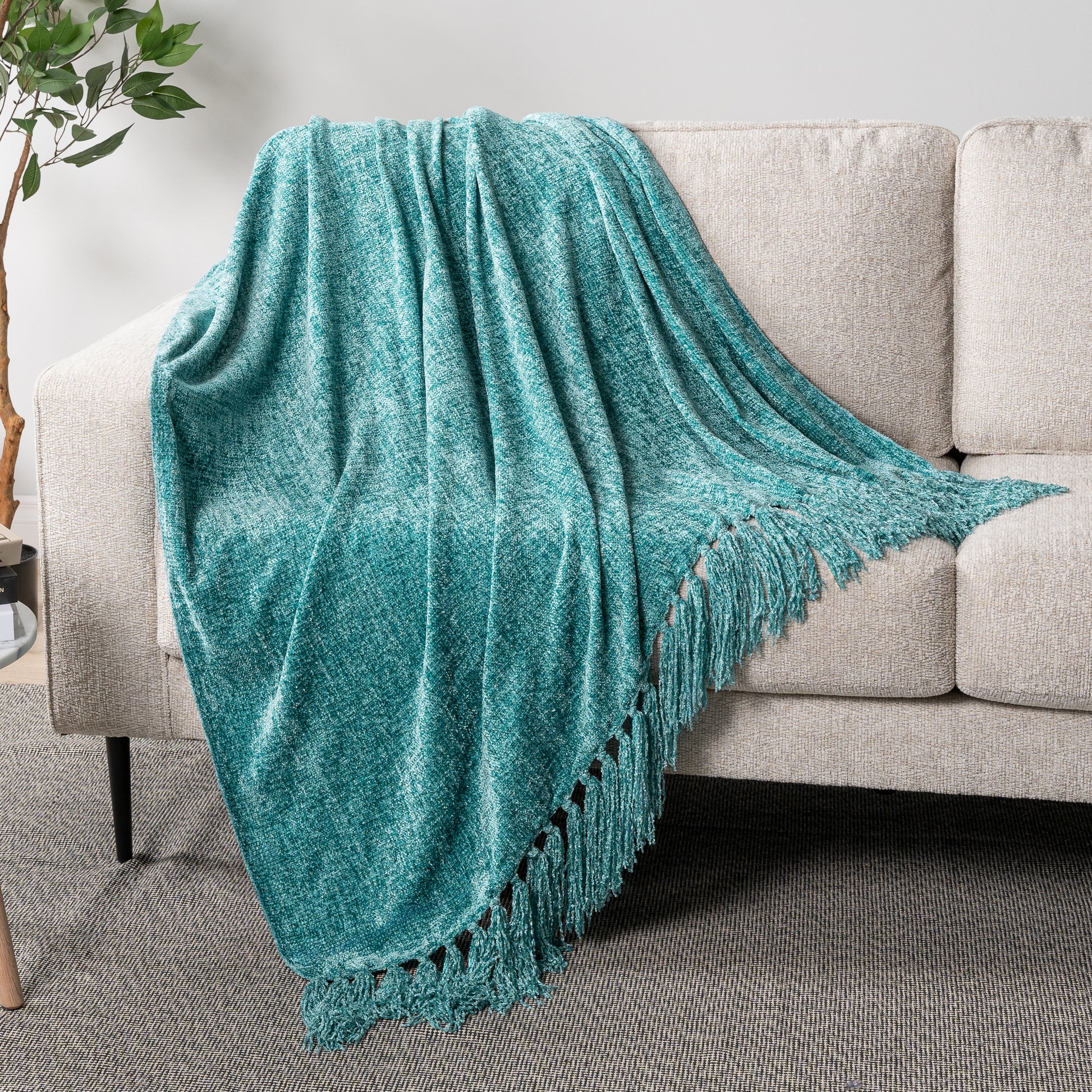 Chenille Tassel Fringe Throw Blanket