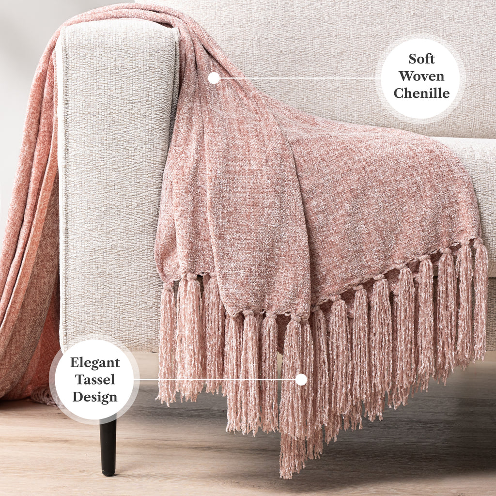 Chenille Tassel Fringe Throw Blanket