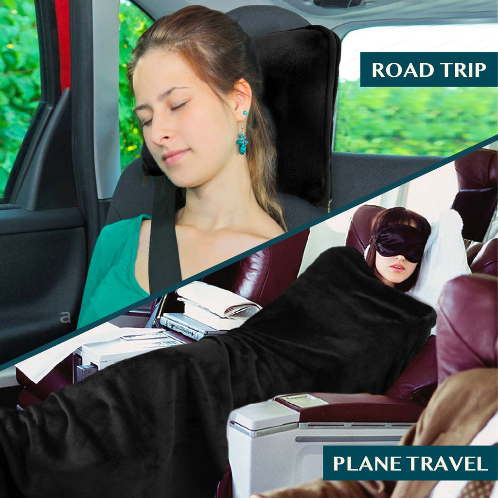 Premium Fleece Travel Blanket Pillow