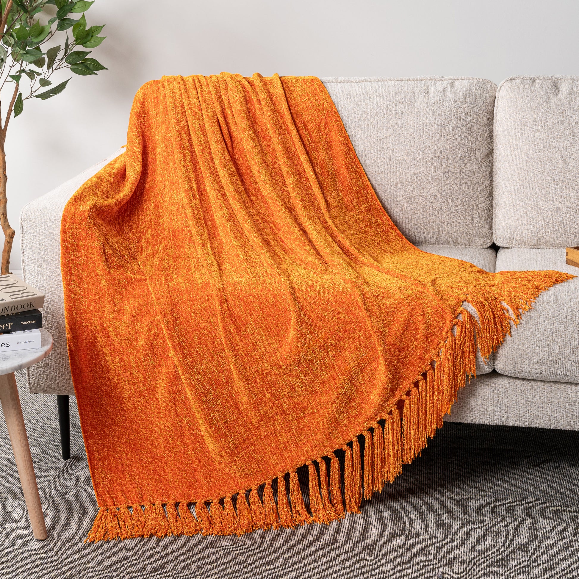 Chenille Tassel Fringe Throw Blanket