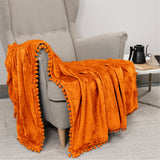 Pom Pom Fringe Throw Blanket