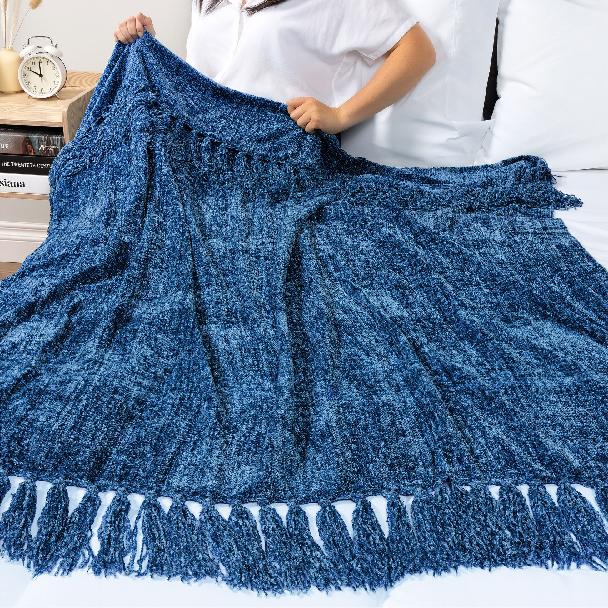 Chenille Tassel Fringe Throw Blanket