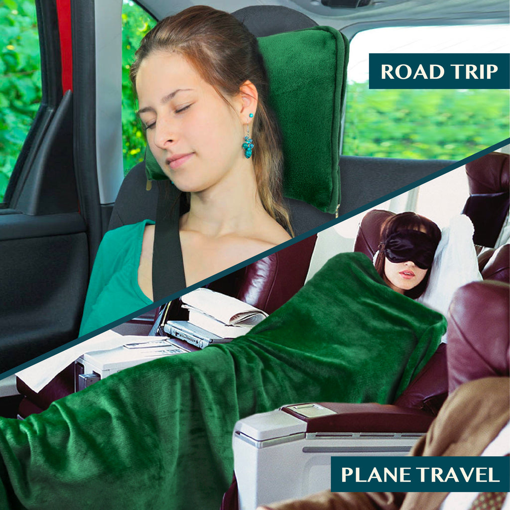Premium Fleece Travel Blanket Pillow