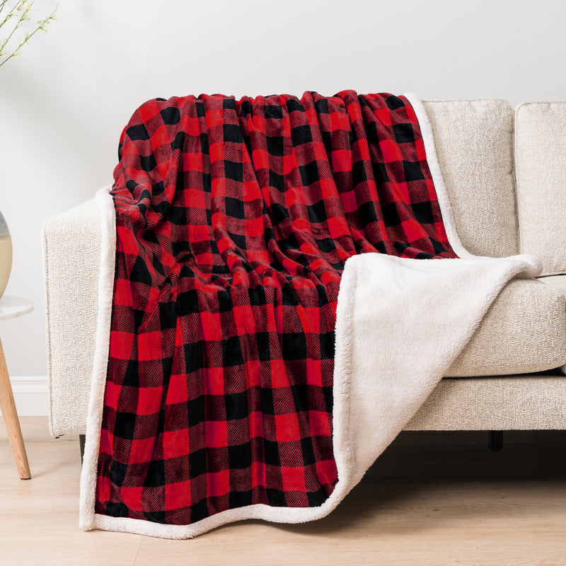 Checkered Sherpa Fleece Blanket