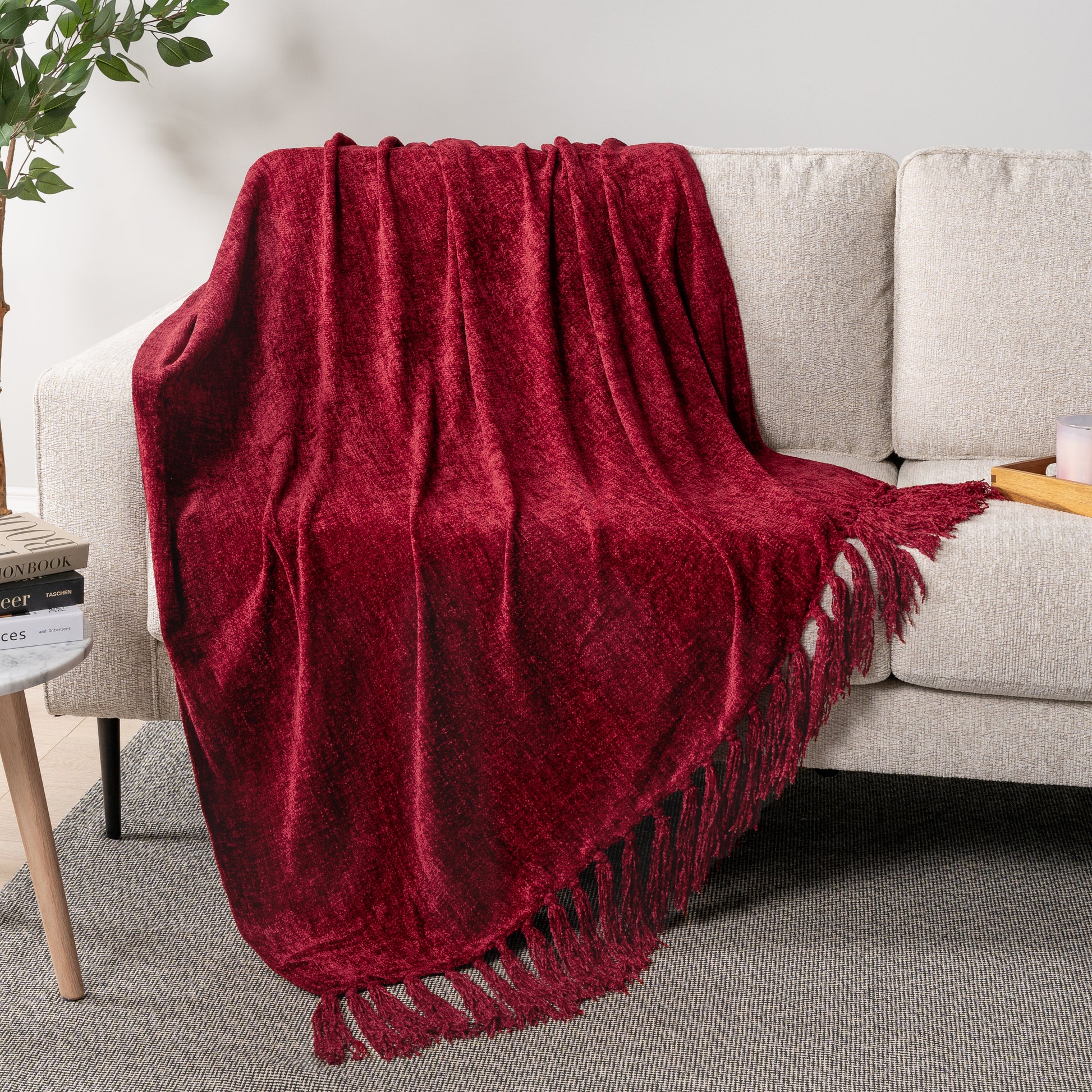 Chenille Tassel Fringe Throw Blanket