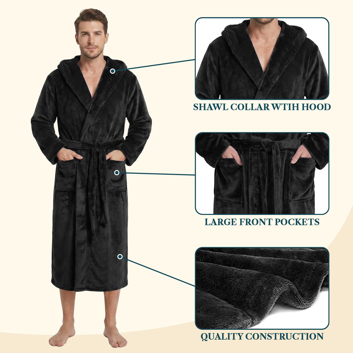 Men's Classic Fleece Robe with Hood