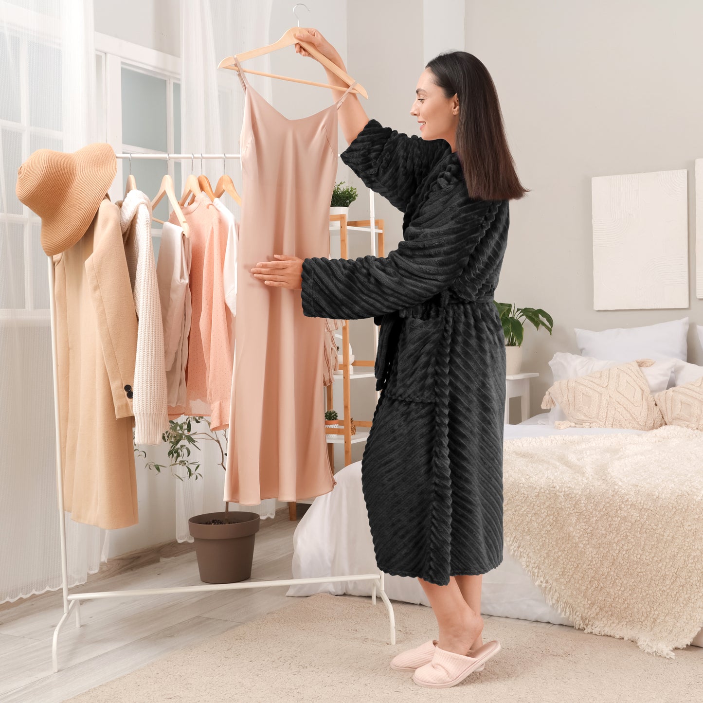 Women's Ribbed Fleece Robe