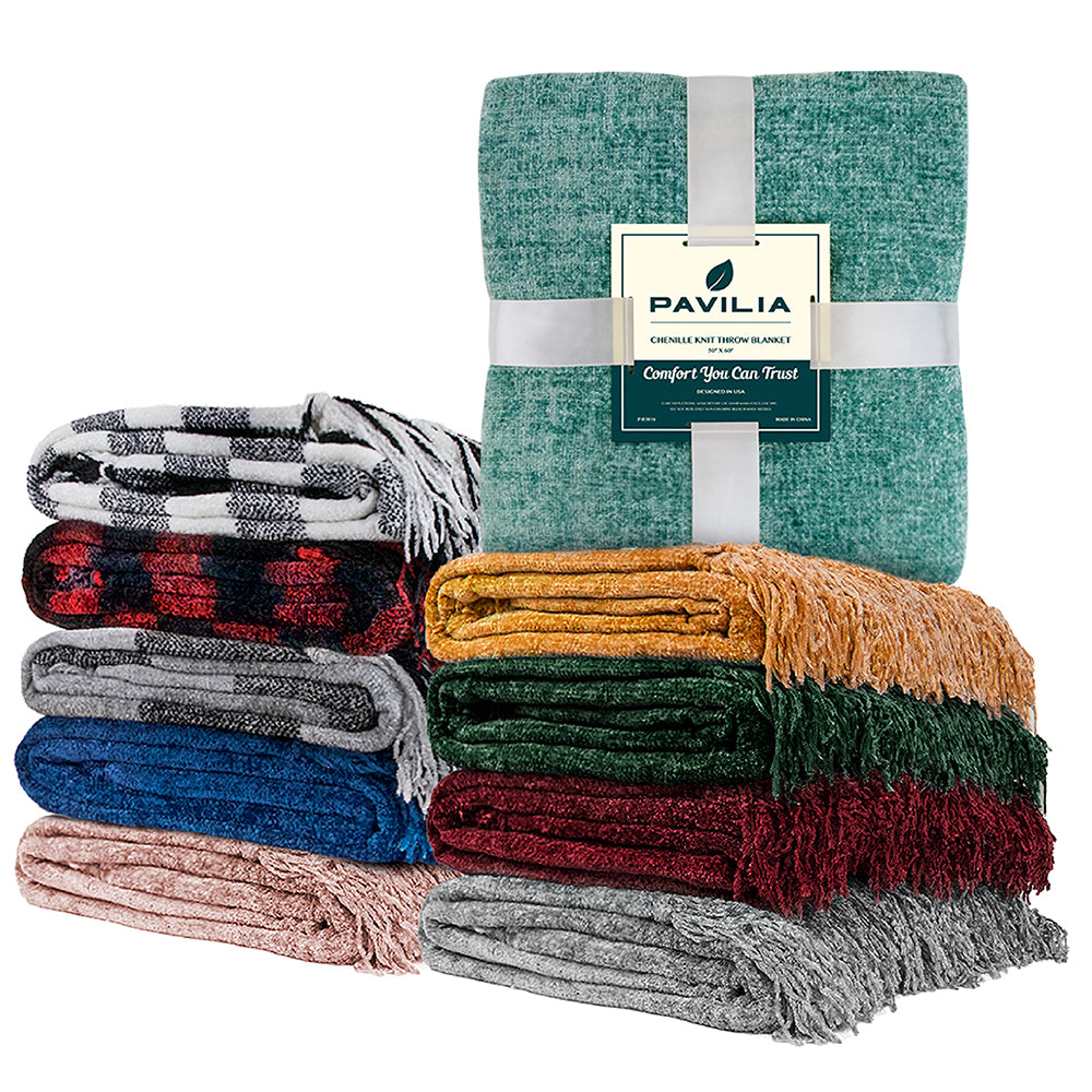 Chenille Tassel Fringe Throw Blanket
