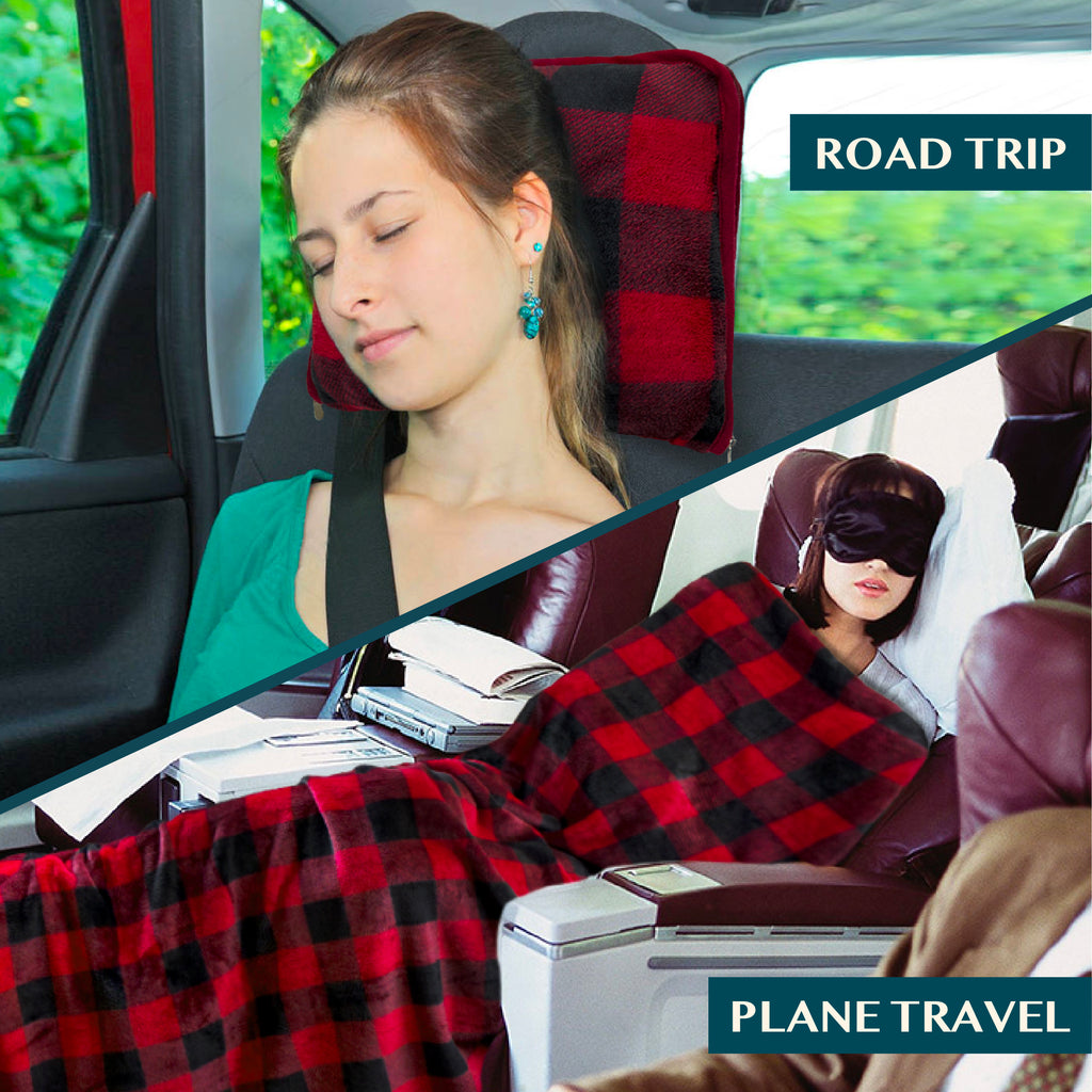 Premium Fleece Travel Blanket Pillow