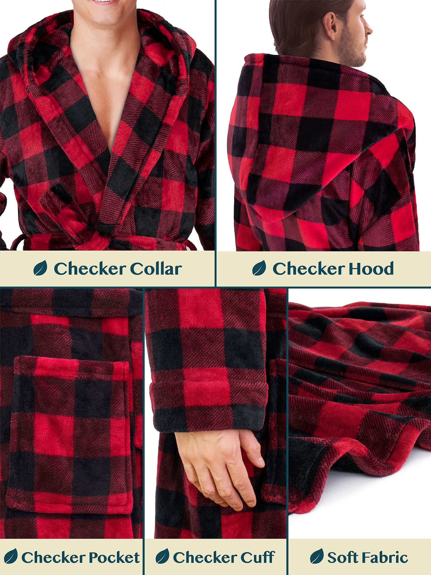 Men's Checkered Robe with Hood