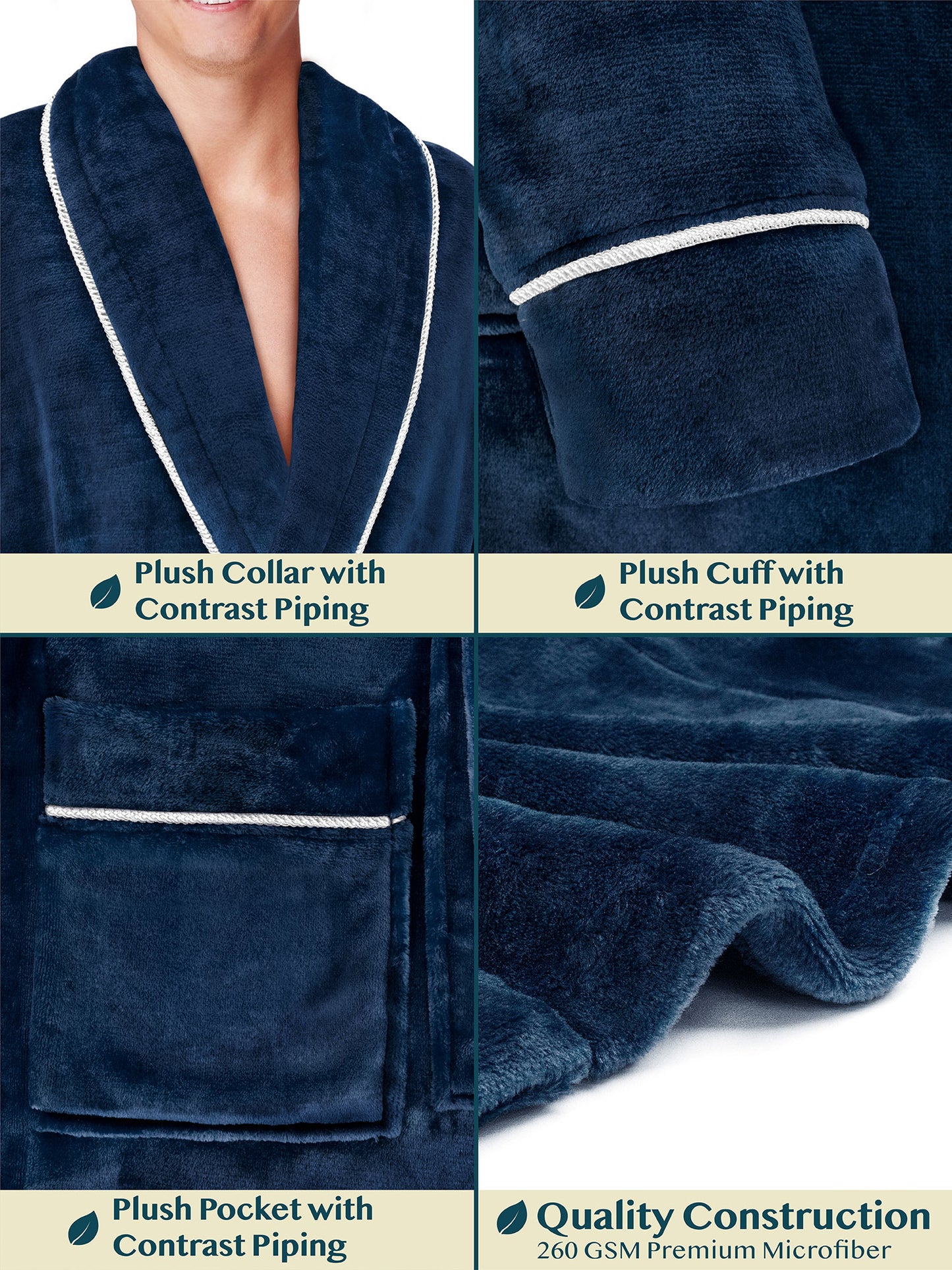 Men's Piping Fleece Robe