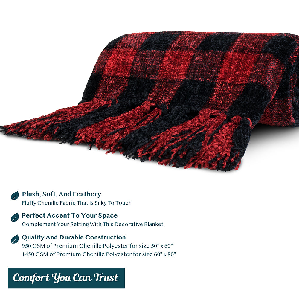 Chenille Tassel Fringe Throw Blanket