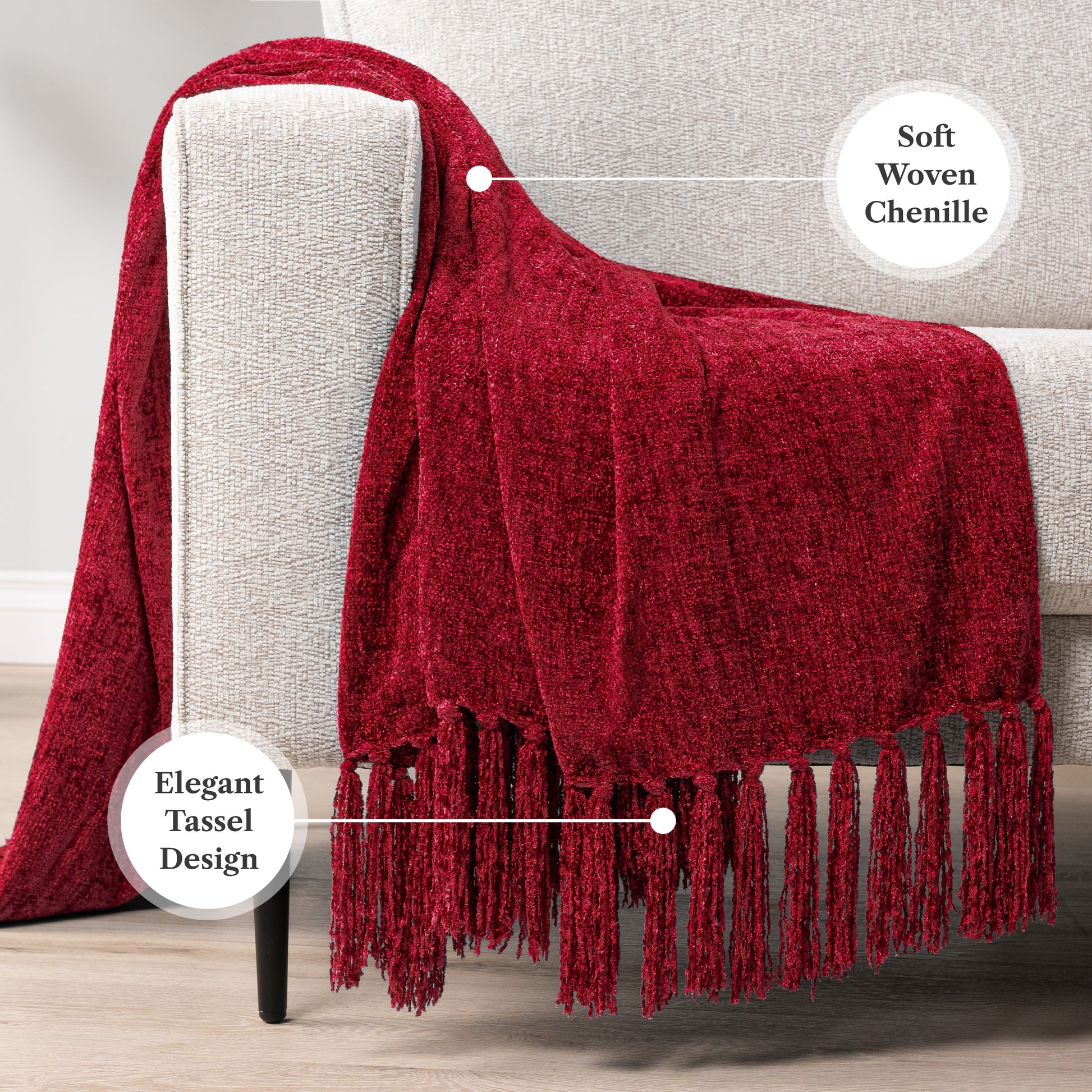 Chenille Tassel Fringe Throw Blanket