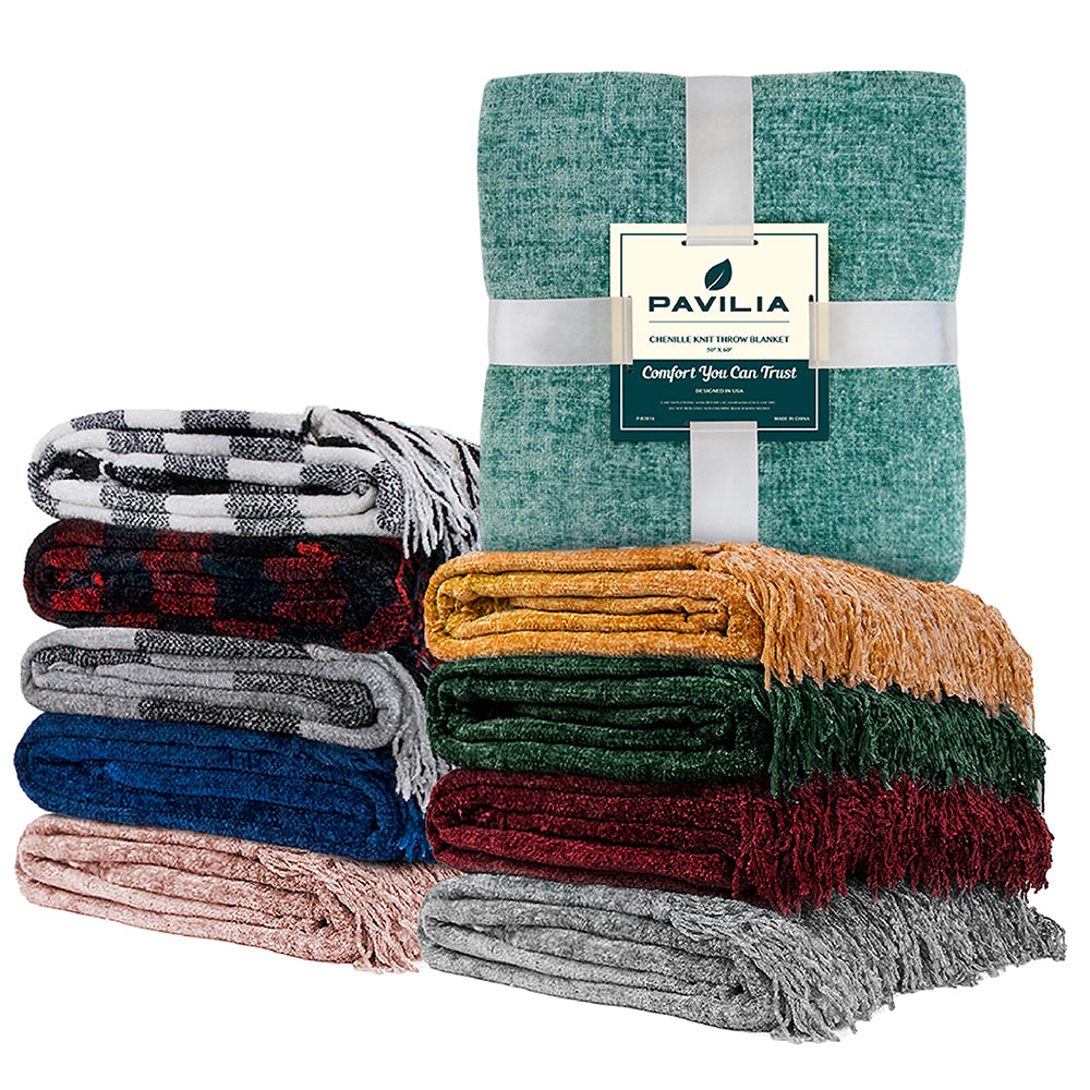 Chenille Tassel Fringe Throw Blanket