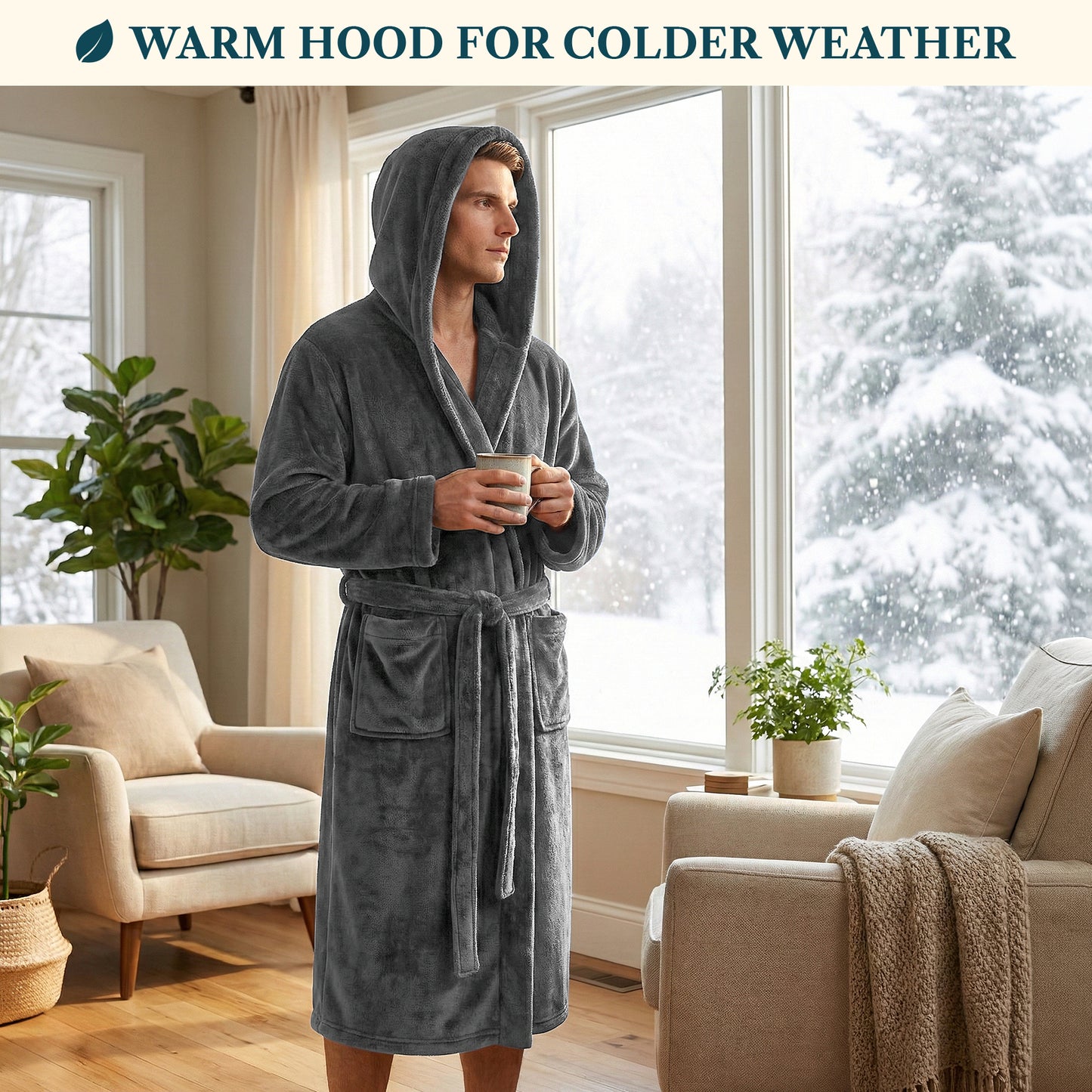 Men's Classic Fleece Robe with Hood