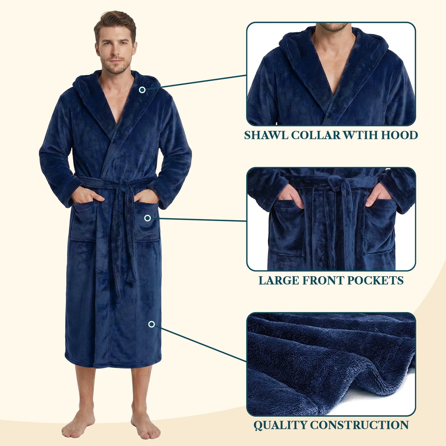 Men's Classic Fleece Robe with Hood