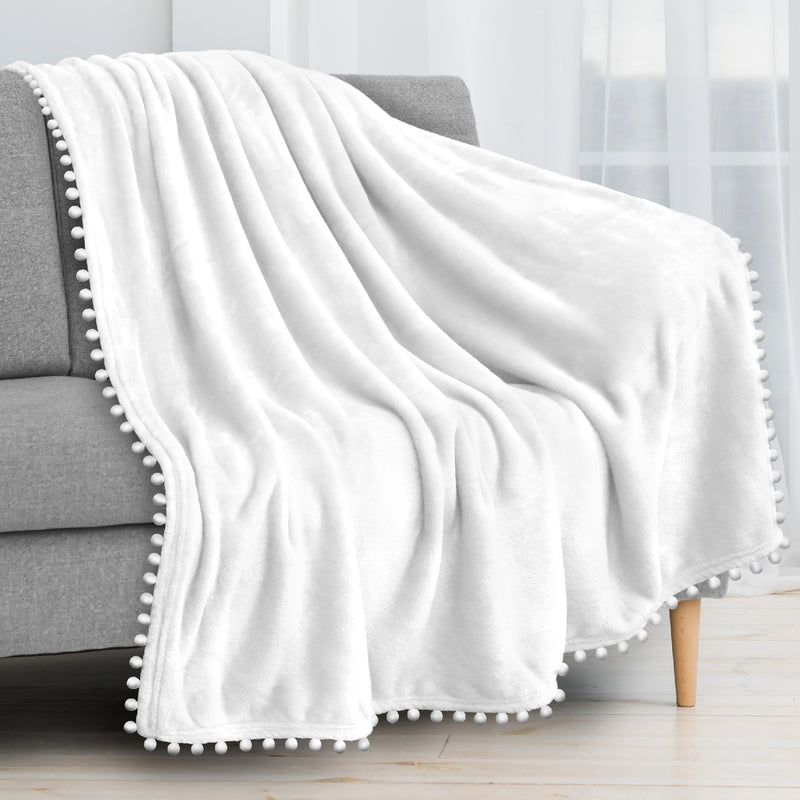 Pom Pom Fringe Throw Blanket