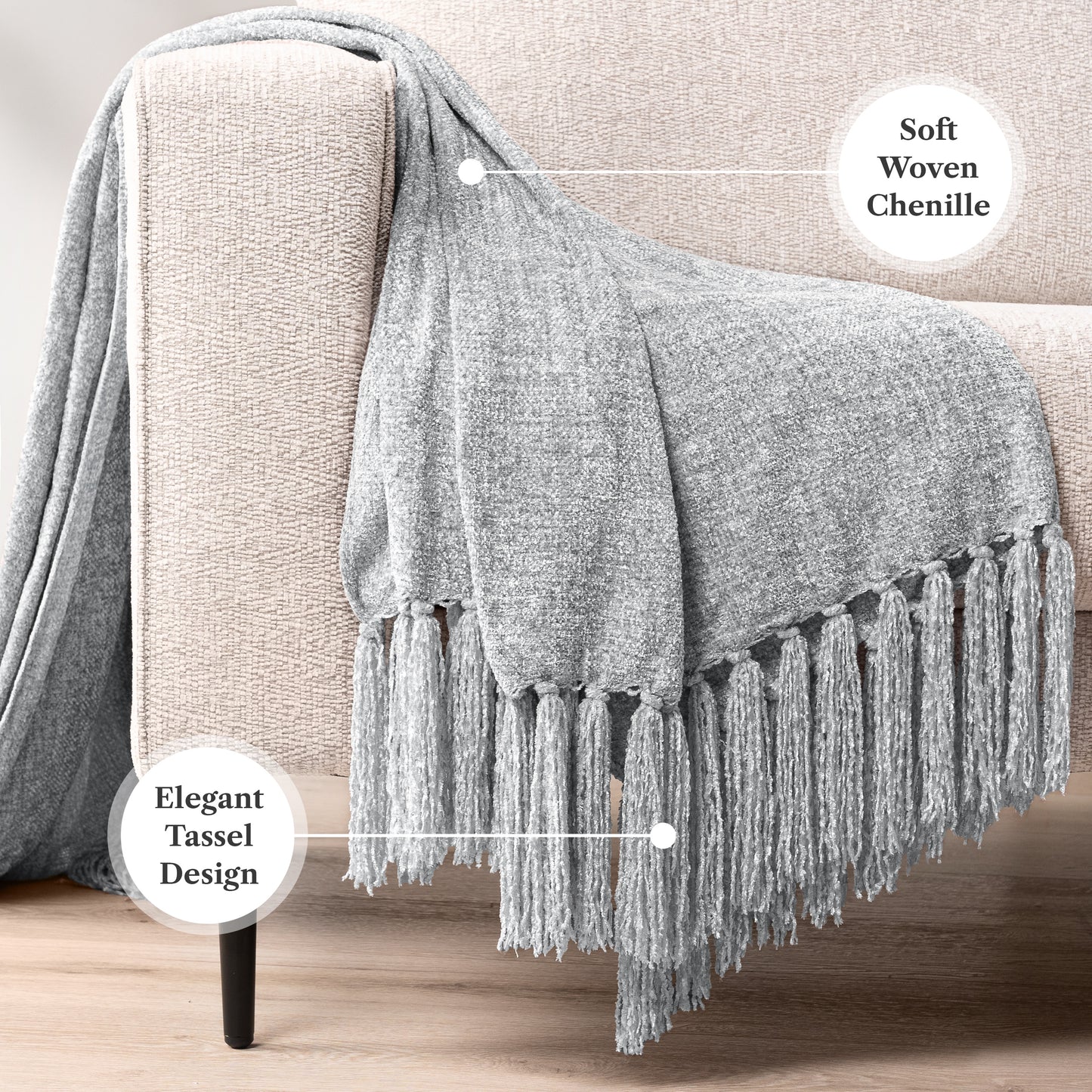 Chenille Tassel Fringe Throw Blanket
