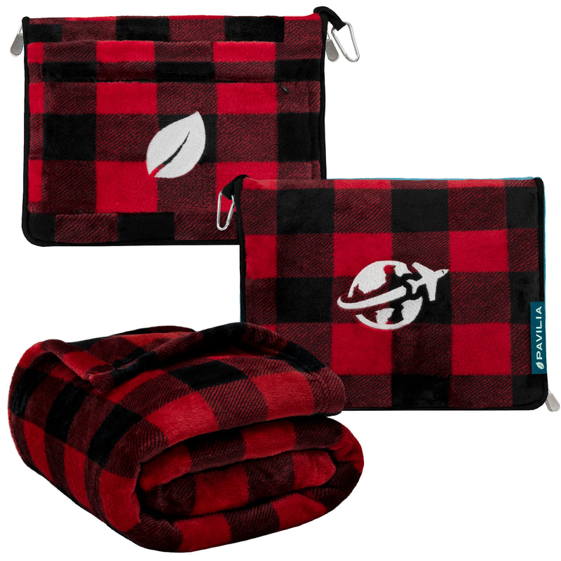 Wearable Fleece Travel Blanket Pillow