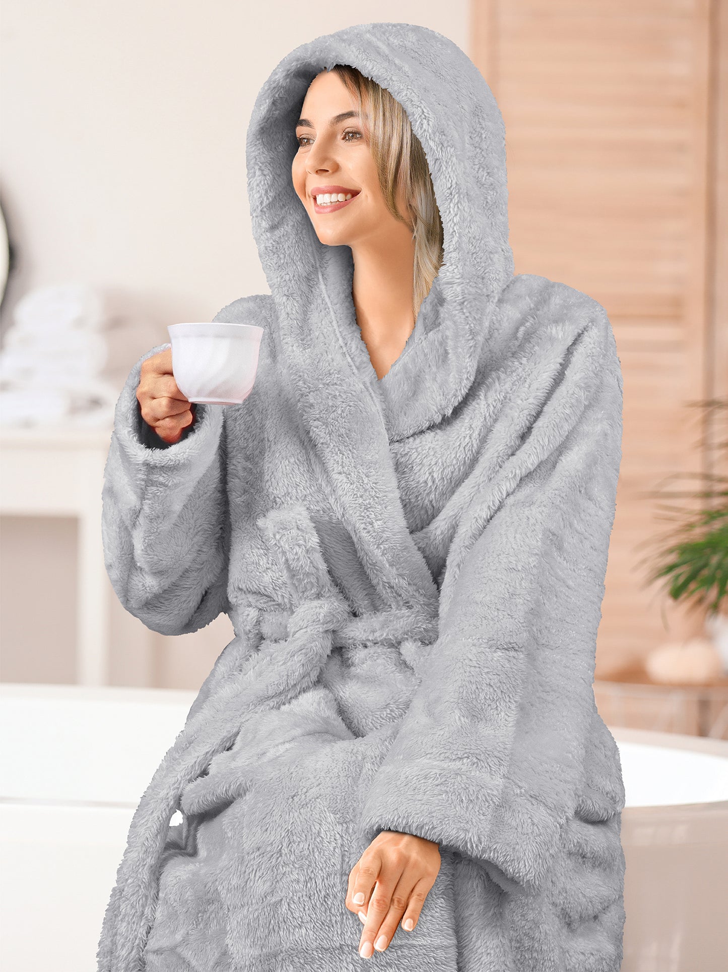 Women's Sherpa Fluffy Robe with Hood