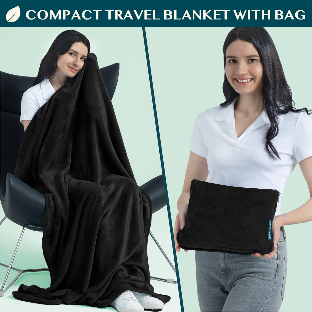 Premium Fleece Travel Blanket Pillow