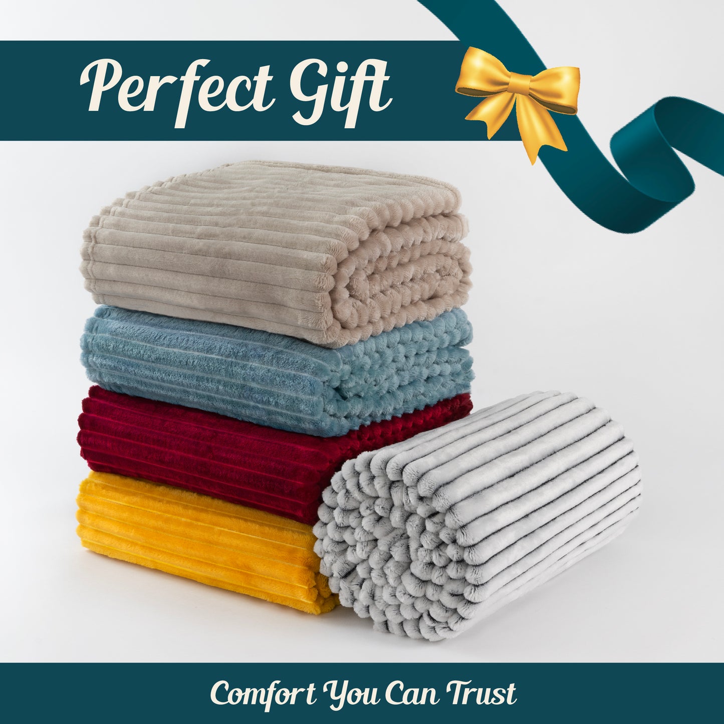 Ribbed Fleece Throw Blanket