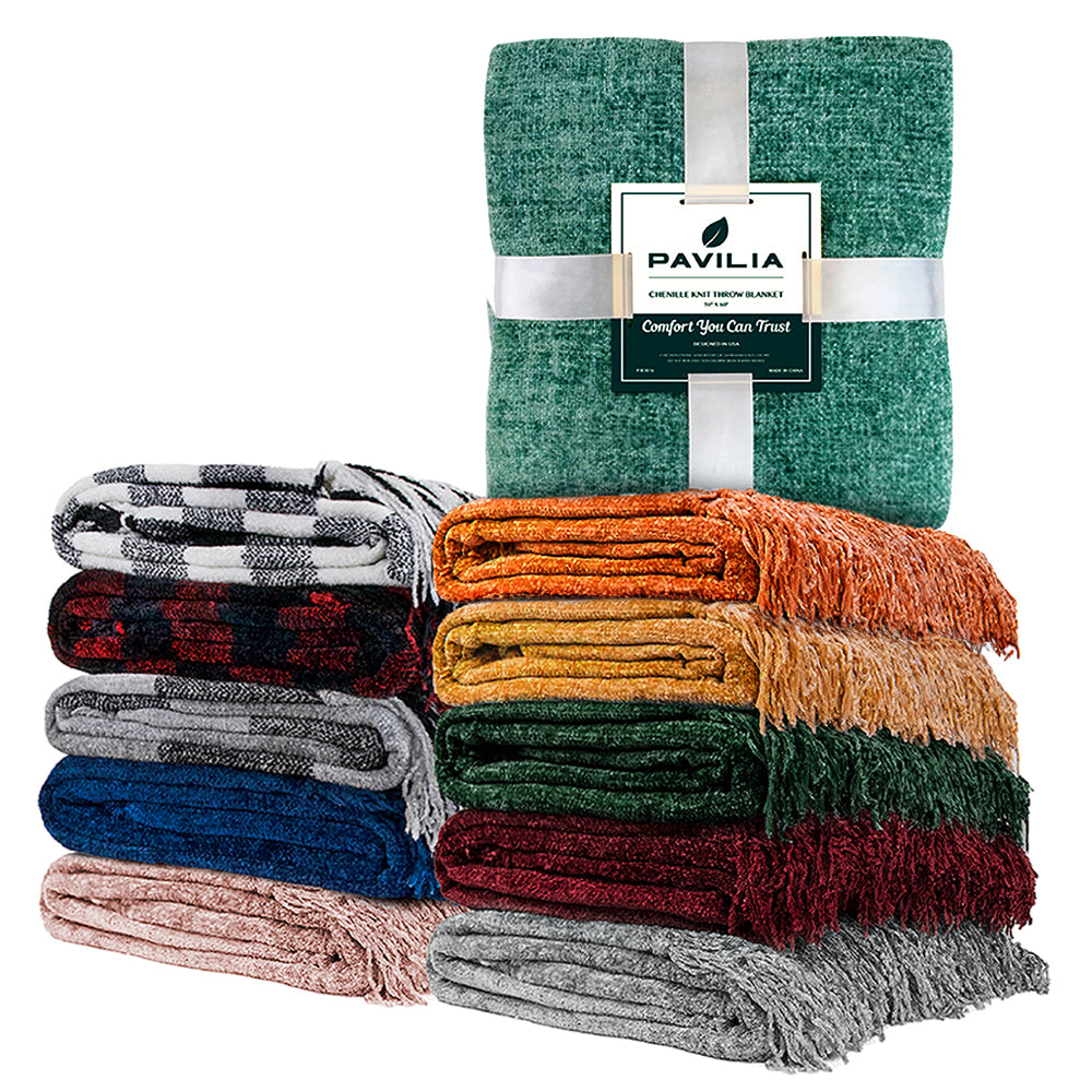 Chenille Tassel Fringe Throw Blanket