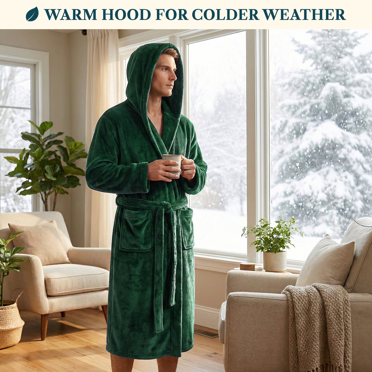 Men's Classic Fleece Robe with Hood