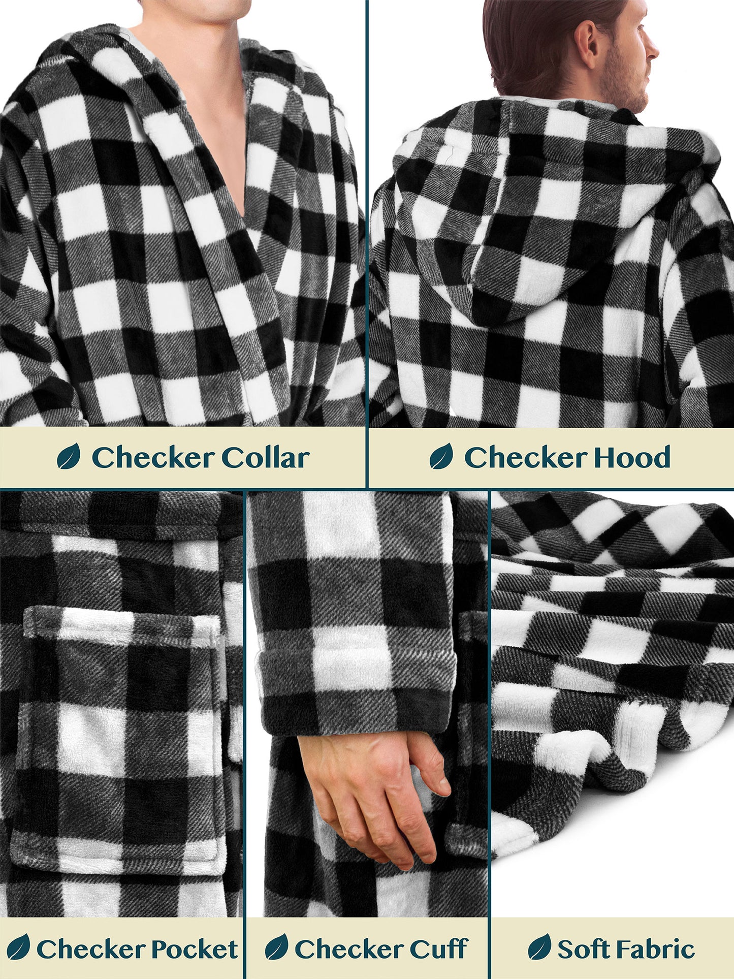 Men's Checkered Robe with Hood