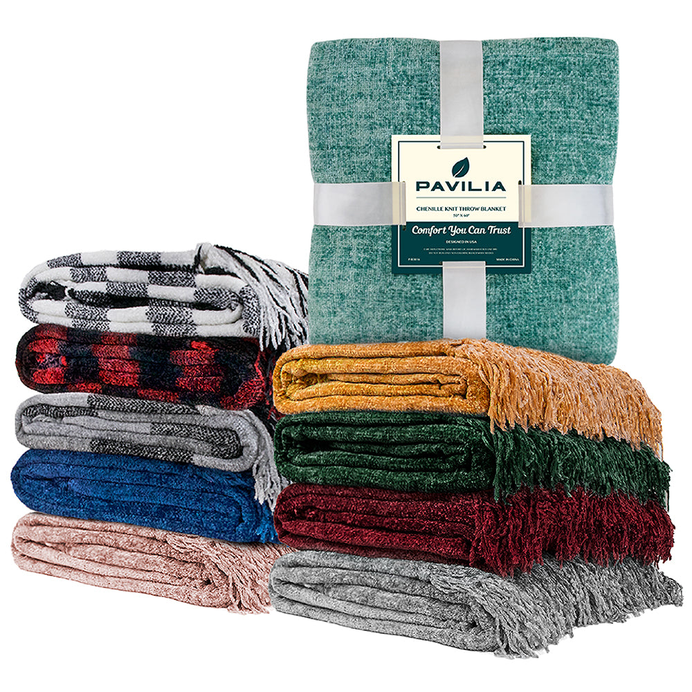 Chenille Tassel Fringe Throw Blanket