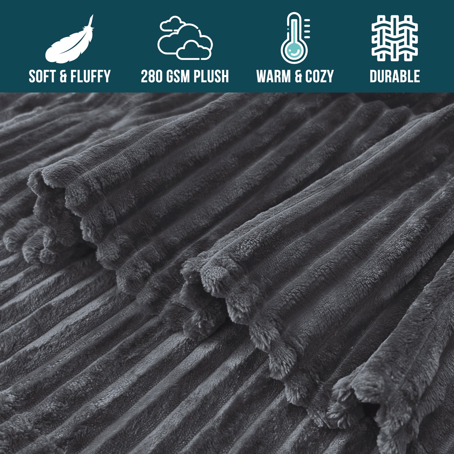 Ribbed Fleece Throw Blanket