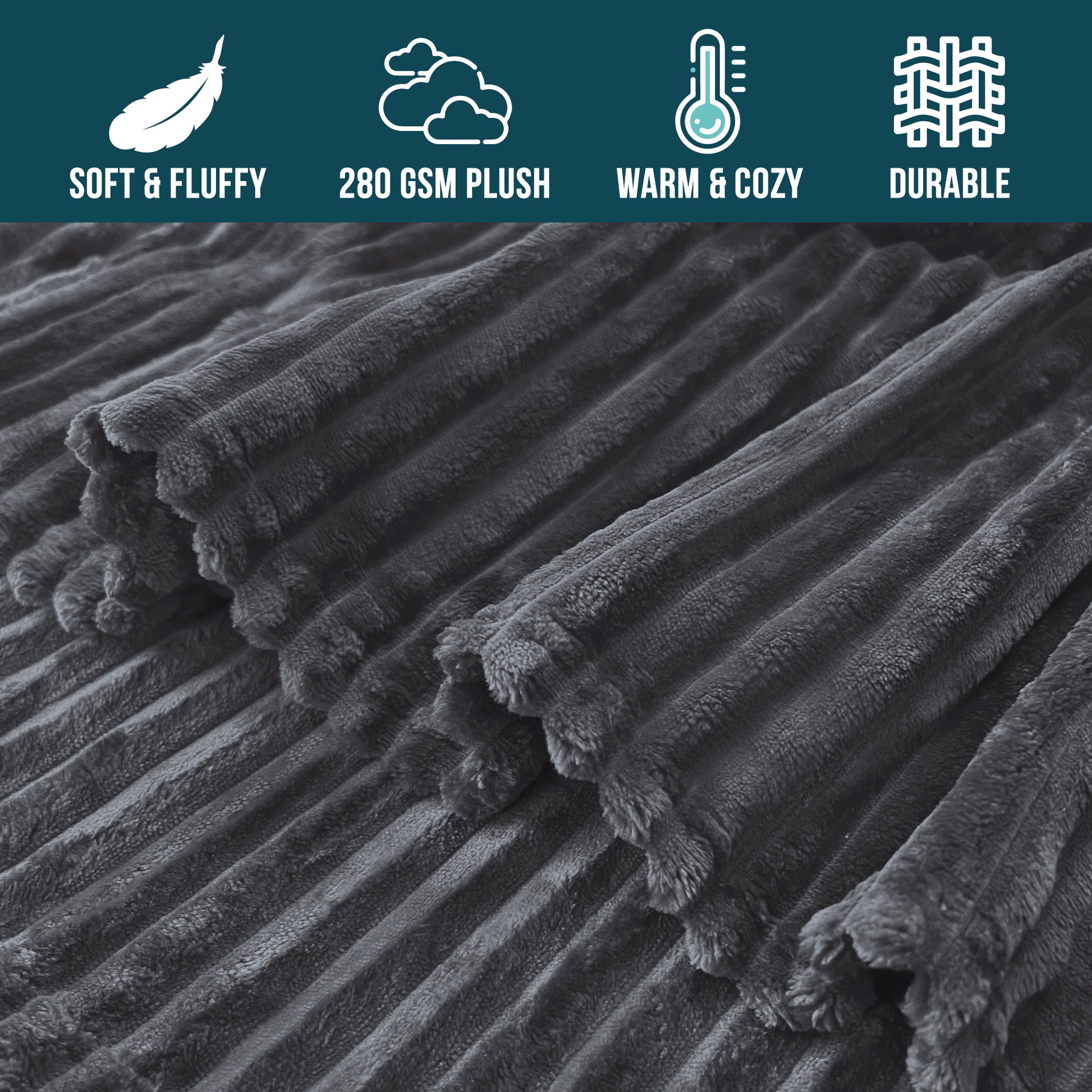 Ribbed Fleece Throw Blanket