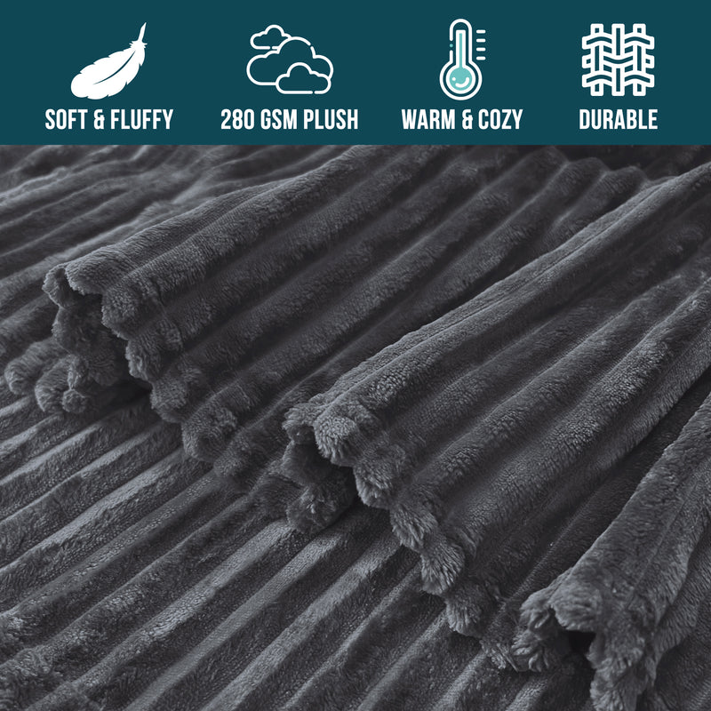 Ribbed Fleece Throw Blanket