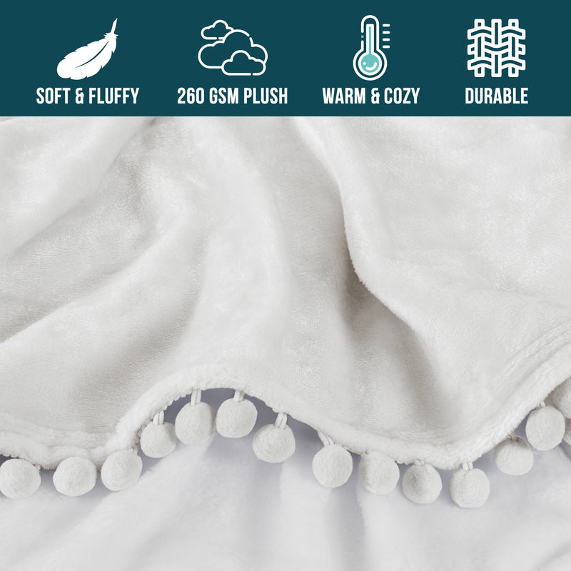 Pom Pom Fringe Throw Blanket