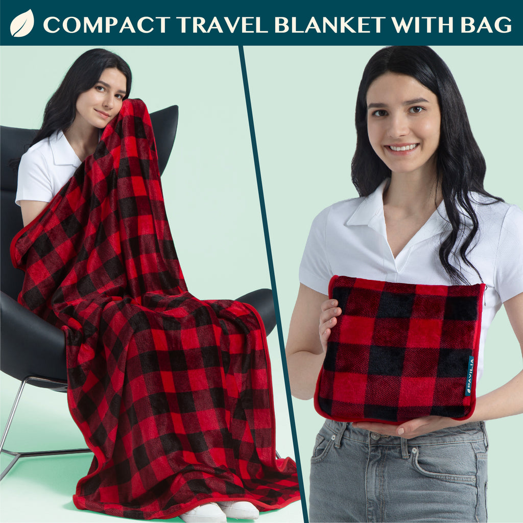 Premium Fleece Travel Blanket Pillow