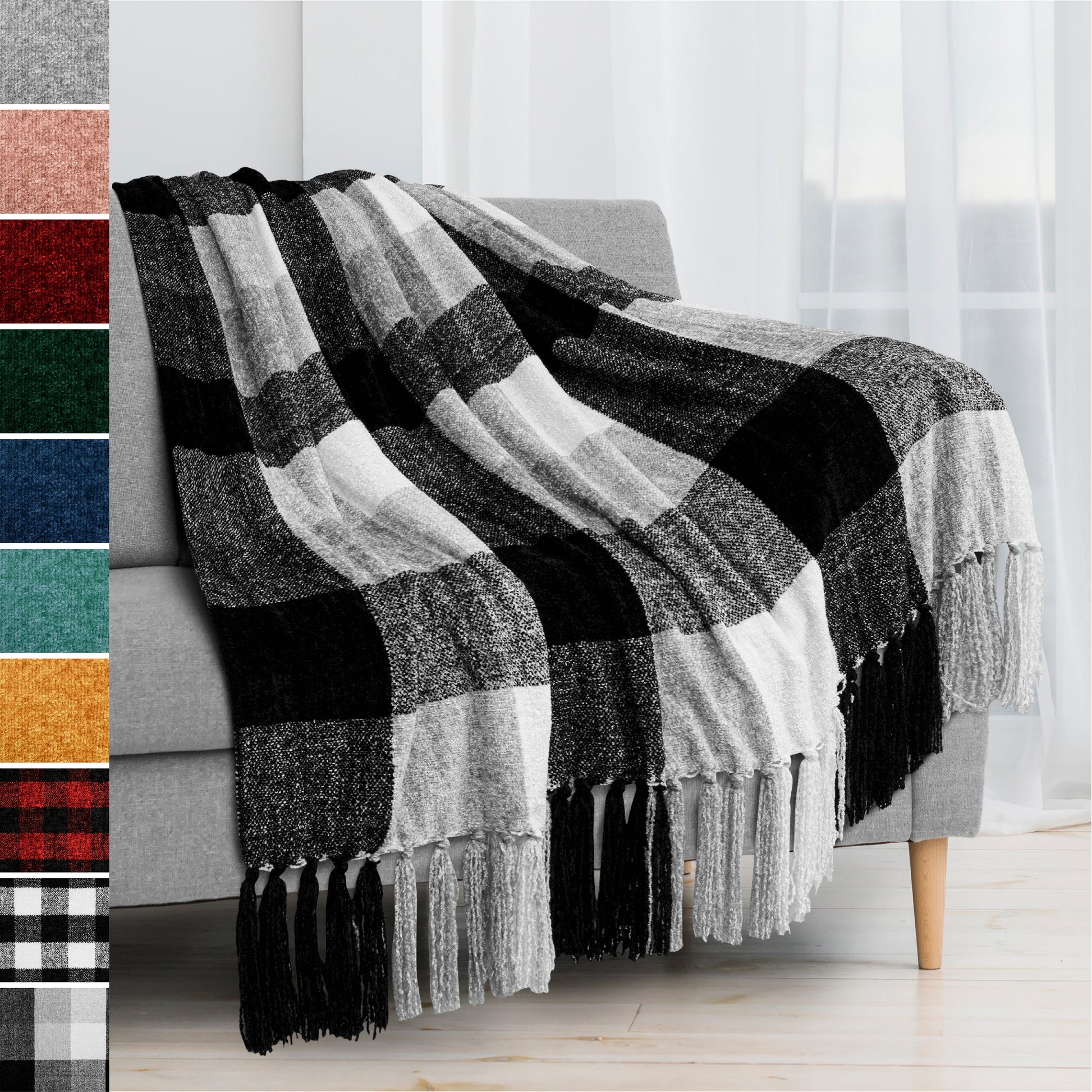 Chenille Tassel Fringe Throw Blanket