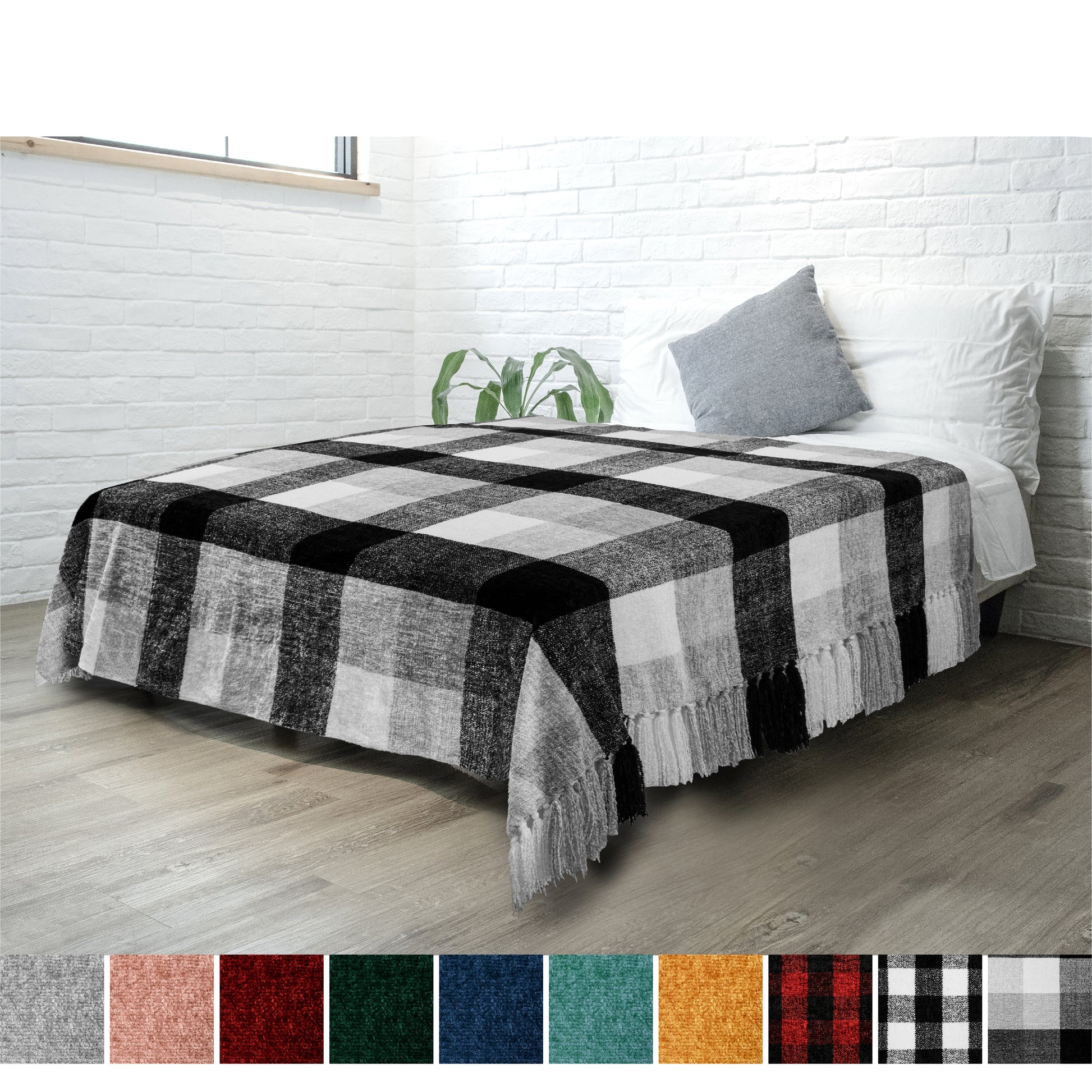 Chenille Tassel Fringe Throw Blanket