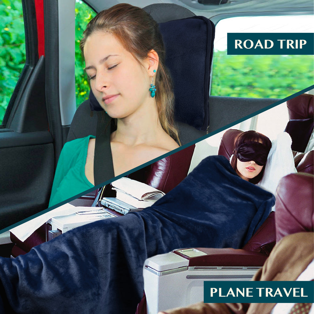 Premium Fleece Travel Blanket Pillow