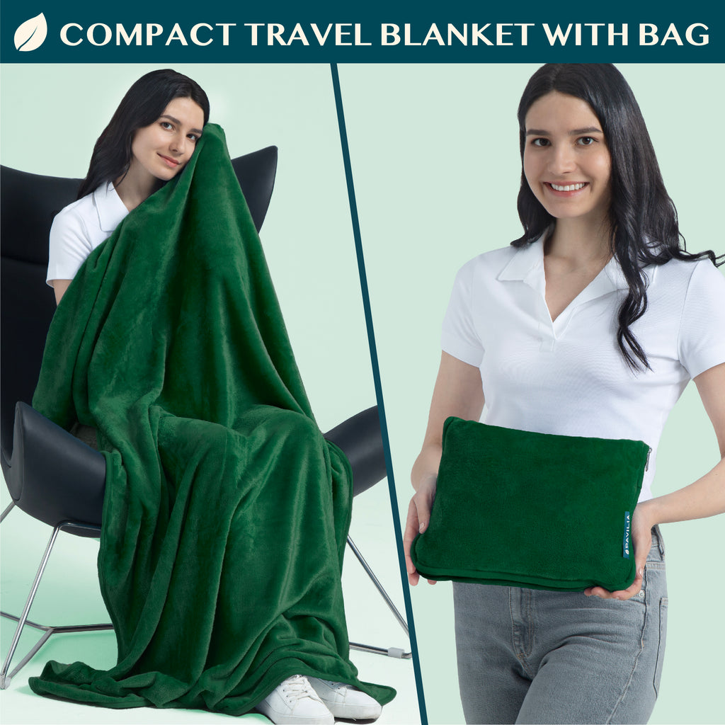 Premium Fleece Travel Blanket Pillow