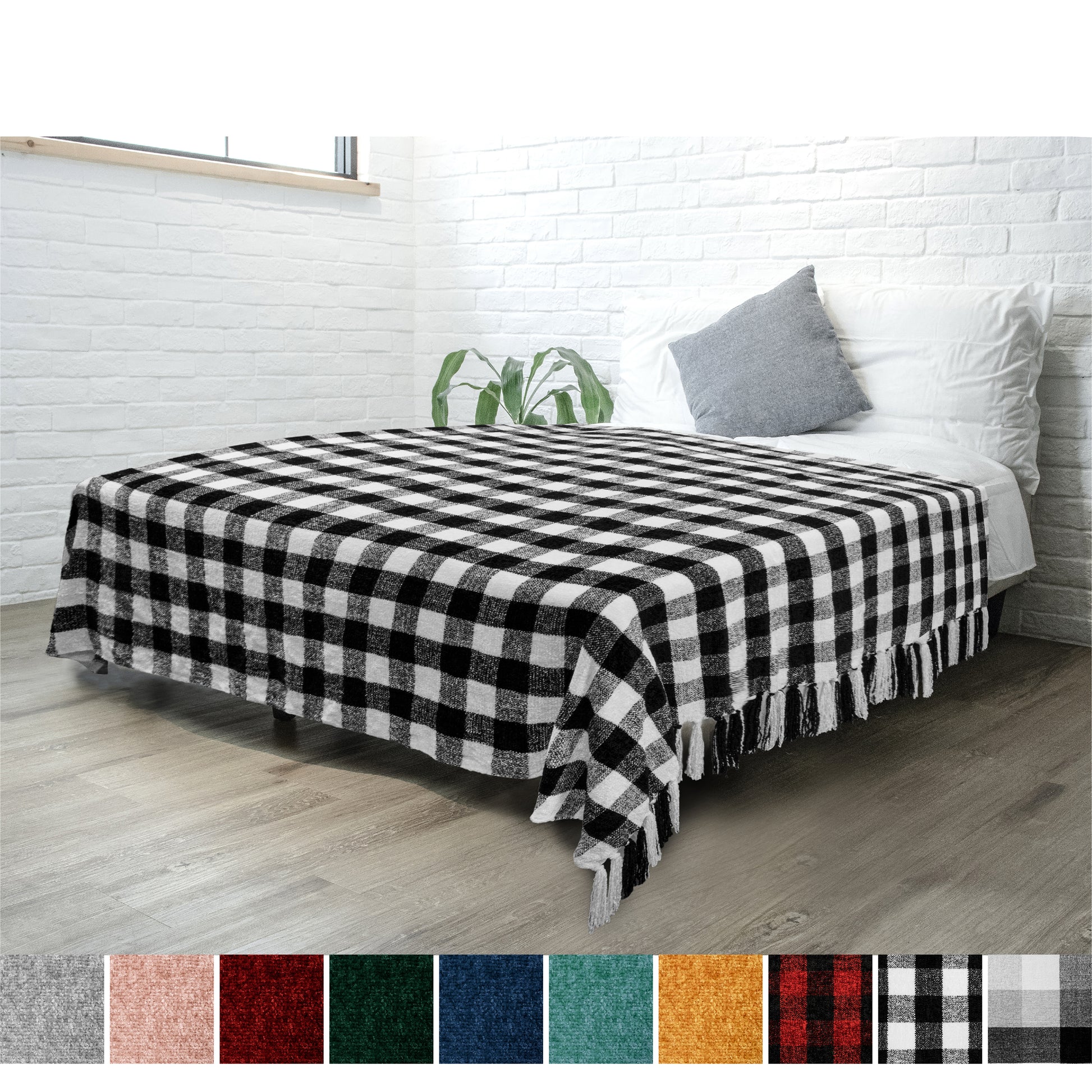 Chenille Tassel Fringe Throw Blanket
