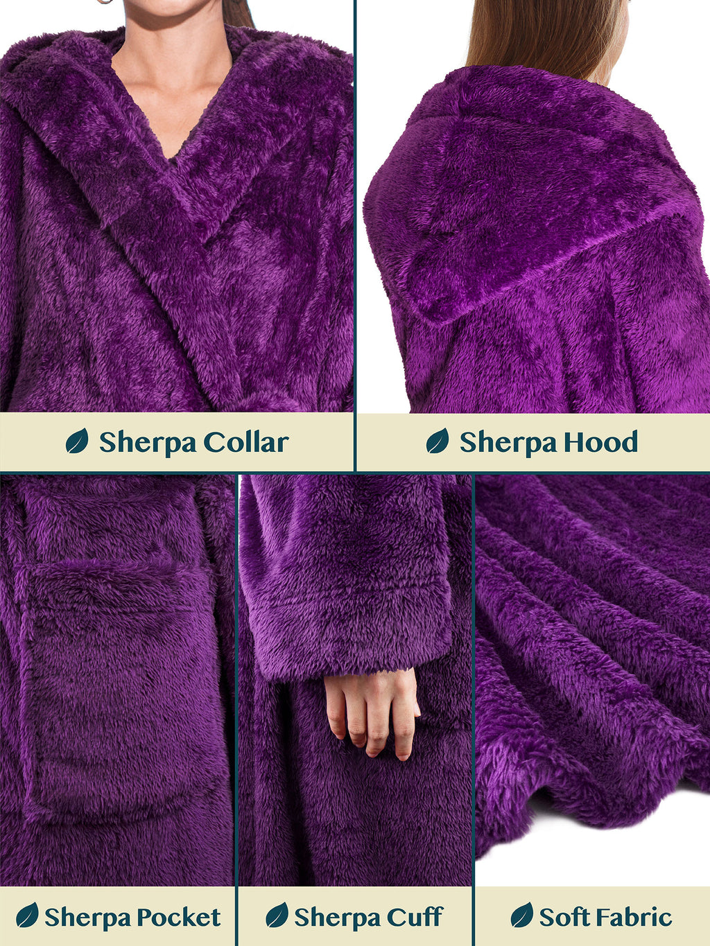 Women's Sherpa Fluffy Robe with Hood – PAVILIA