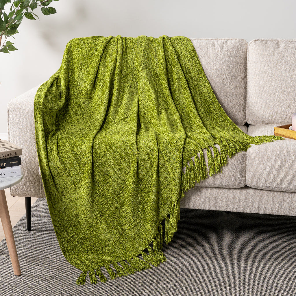 Chenille Tassel Fringe Throw Blanket