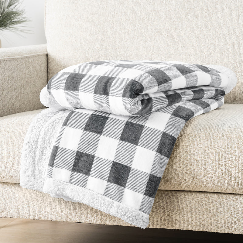 Checkered Sherpa Fleece Blanket