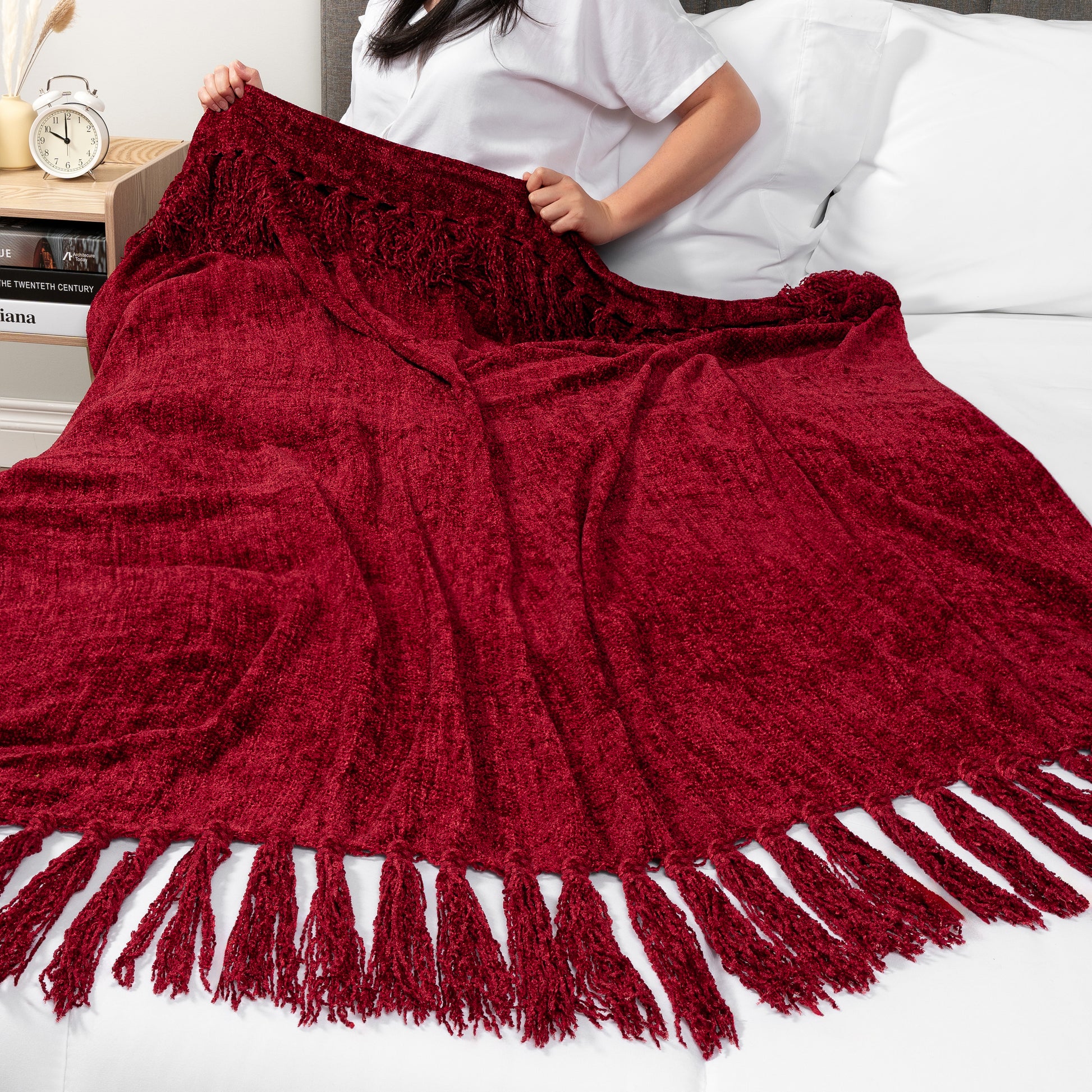 Chenille Tassel Fringe Throw Blanket