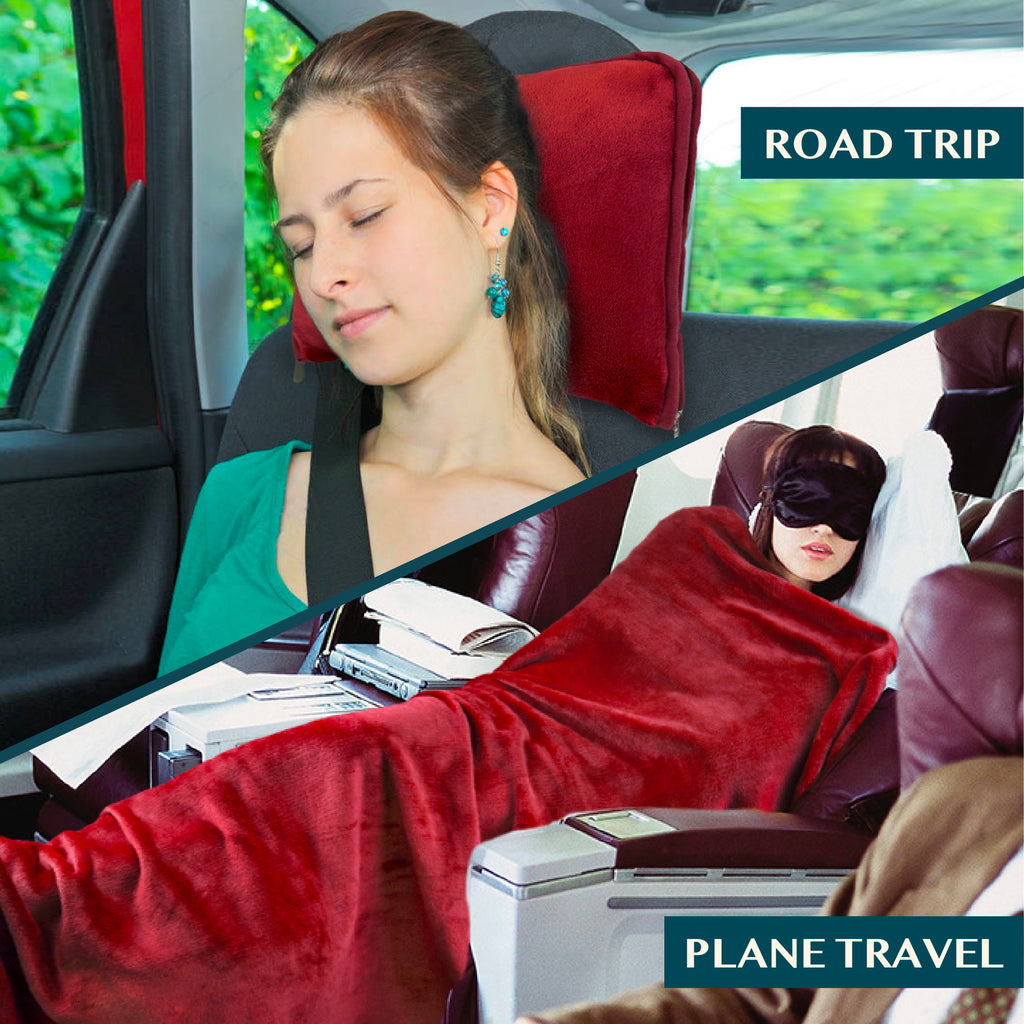 Premium Fleece Travel Blanket Pillow