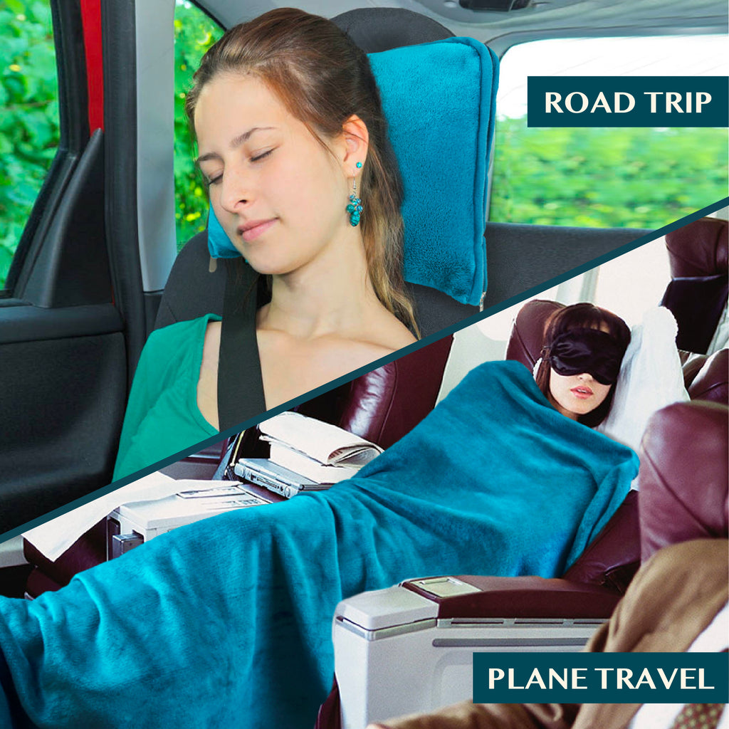 Premium Fleece Travel Blanket Pillow