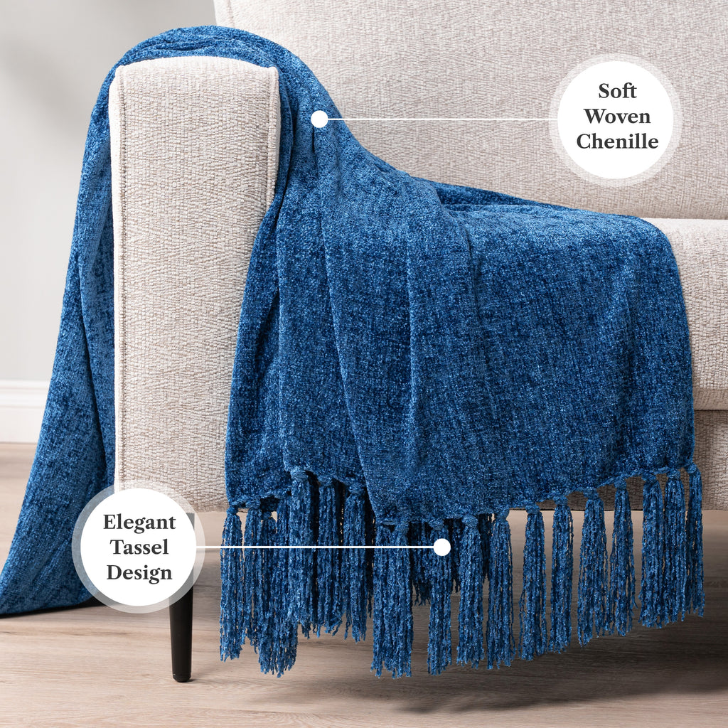 Chenille Tassel Fringe Throw Blanket