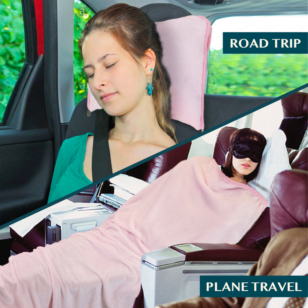Premium Fleece Travel Blanket Pillow