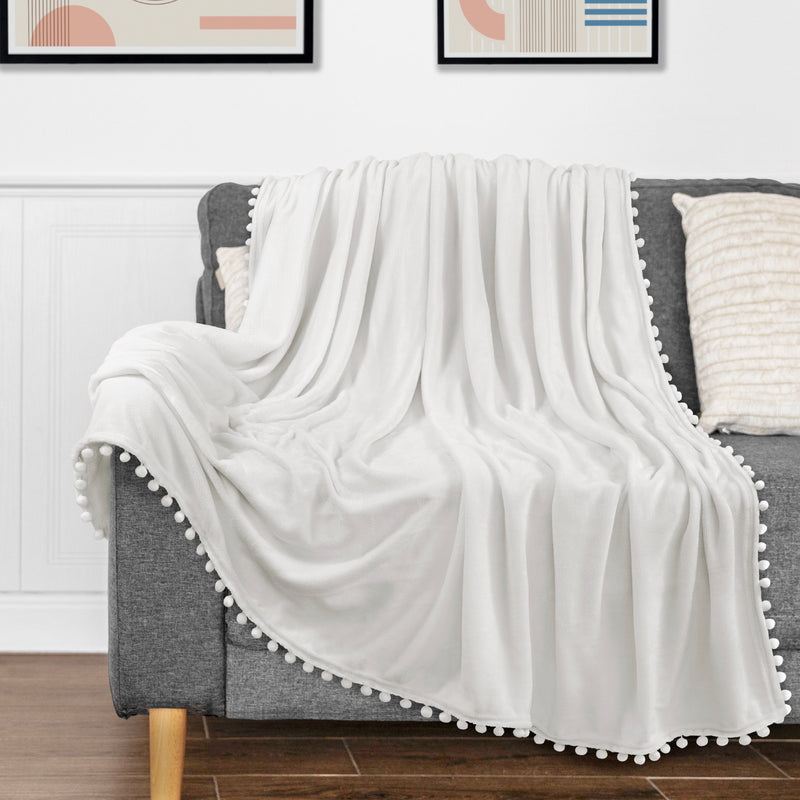 Pom Pom Fringe Throw Blanket