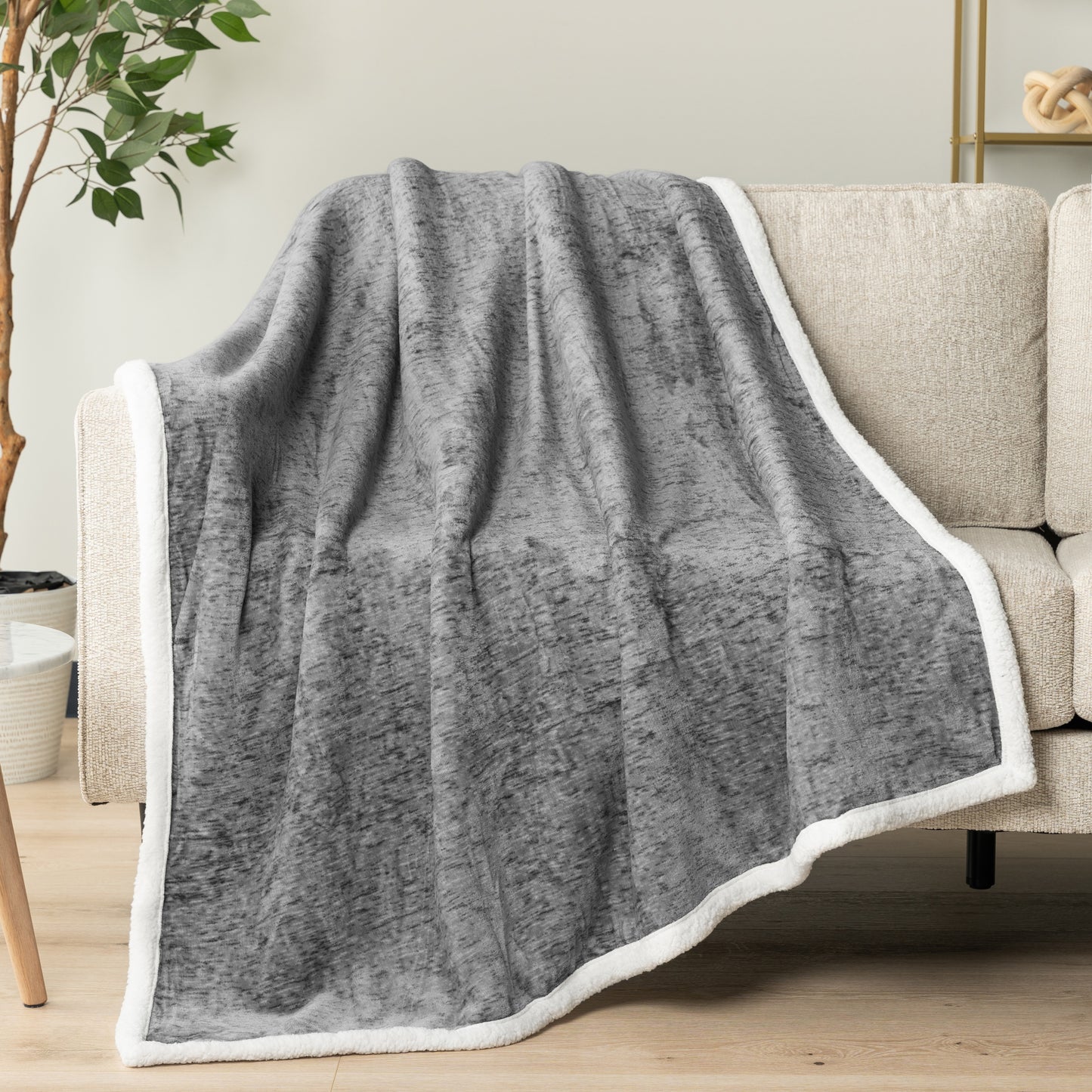 Melange Sherpa Fleece Throw Blanket